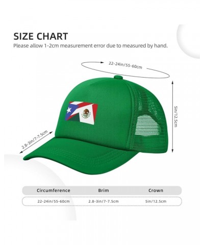 Mexican Mexico Flag and Puerto Rican Flag Baseball Cap Fashion Mans Women's Baseball Hats Washable Adjustable Dad Hats Green ...