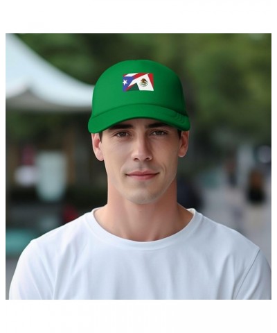 Mexican Mexico Flag and Puerto Rican Flag Baseball Cap Fashion Mans Women's Baseball Hats Washable Adjustable Dad Hats Green ...