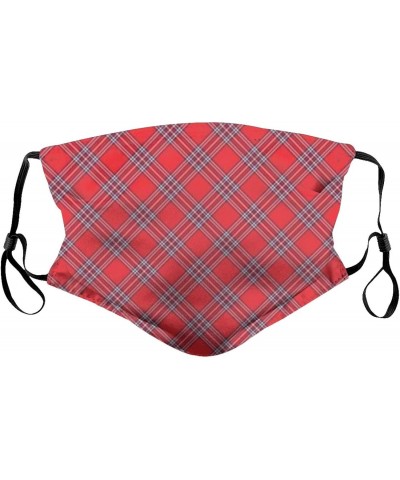 Christmas Cross Tartan Plaid Reusable Face Mask with Replaceable Filter Activated Carbon Dust Mask with Two Filters $9.67 Bal...