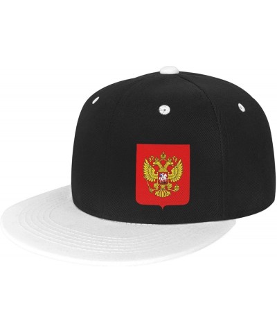 Coat of Arms of The Russian Federation Snapback Hat Flat Bill Hat Baseball Cap for Men Women Flat Brim Hats White $13.65 Base...