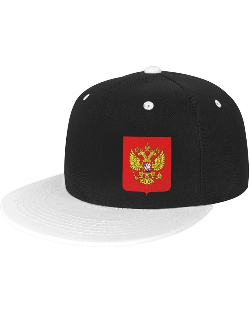 Coat of Arms of The Russian Federation Snapback Hat Flat Bill Hat Baseball Cap for Men Women Flat Brim Hats White $13.65 Base...