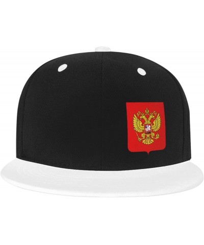 Coat of Arms of The Russian Federation Snapback Hat Flat Bill Hat Baseball Cap for Men Women Flat Brim Hats White $13.65 Base...