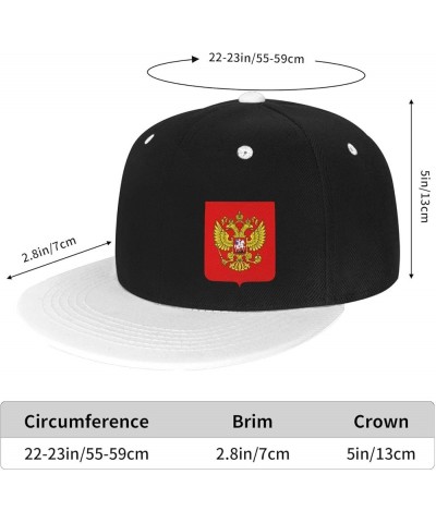 Coat of Arms of The Russian Federation Snapback Hat Flat Bill Hat Baseball Cap for Men Women Flat Brim Hats White $13.65 Base...