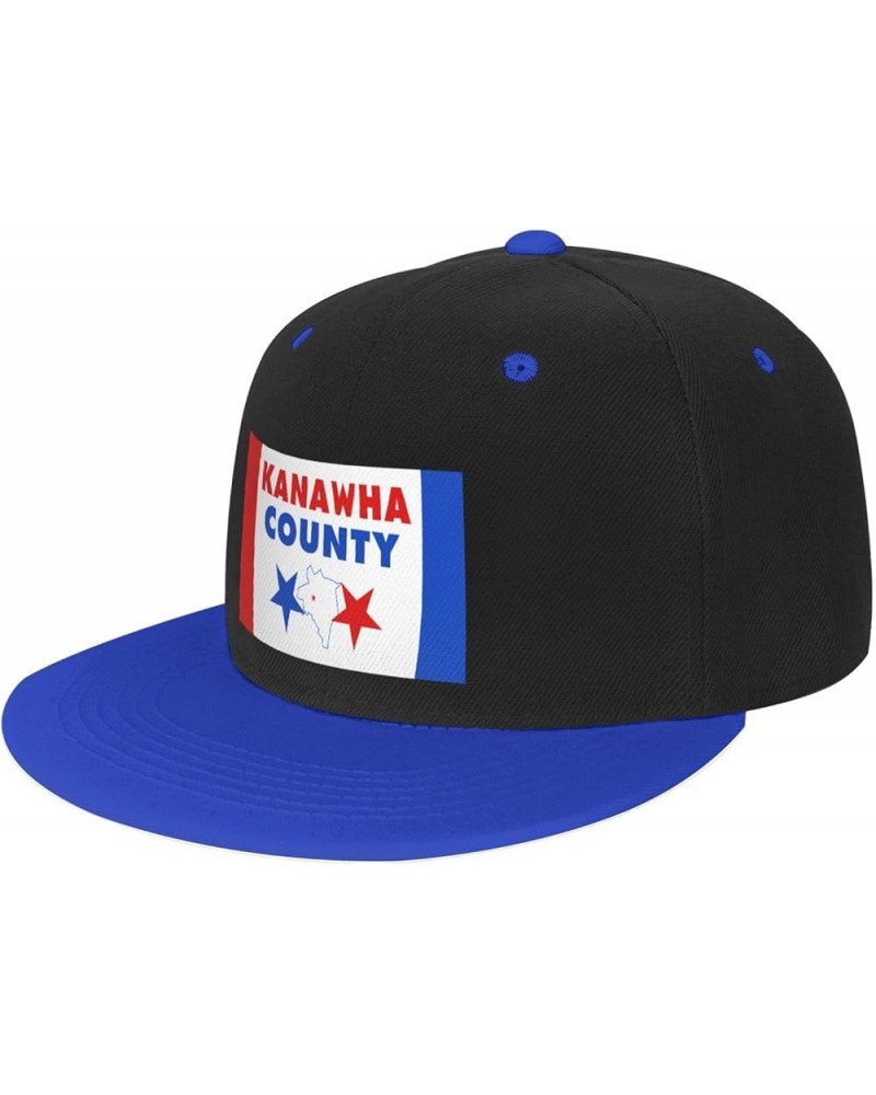 Flag of Kanawha County, West Virginia Baseball Cap for Men Women Snapback Hat Adjustable Flat Bill Hats Blue $13.35 Baseball ...