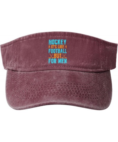 Hockey It S Like Football But for Men Sun Hat Sun Visor Hats for Women Men Baseball Cap Golf Hats Red $11.12 Visors