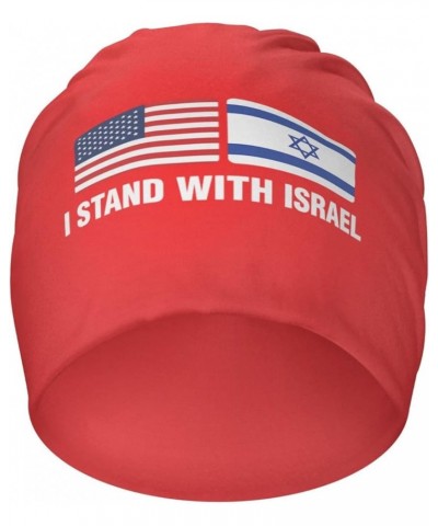 Support Israeli,USA Flags,I Stand with Israel Flag Beanie Hat Women Slouchy Hat Men Knit Skull Cap Hedging Cap Black Red $10....