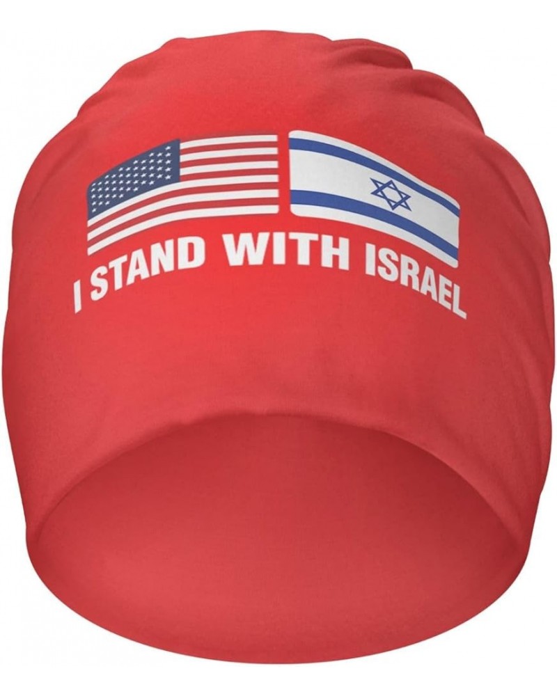 Support Israeli,USA Flags,I Stand with Israel Flag Beanie Hat Women Slouchy Hat Men Knit Skull Cap Hedging Cap Black Red $10....