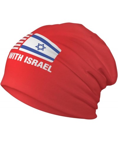 Support Israeli,USA Flags,I Stand with Israel Flag Beanie Hat Women Slouchy Hat Men Knit Skull Cap Hedging Cap Black Red $10....