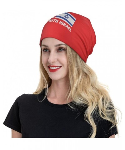 Support Israeli,USA Flags,I Stand with Israel Flag Beanie Hat Women Slouchy Hat Men Knit Skull Cap Hedging Cap Black Red $10....