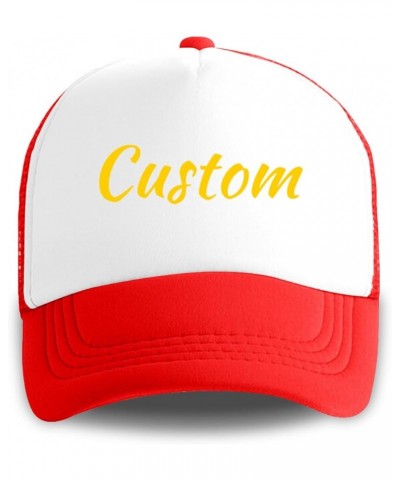 Desgin Grid Trucker Hat Add Your Logo Adjustable Snapback Grid Cap Red Red $10.41 Baseball Caps