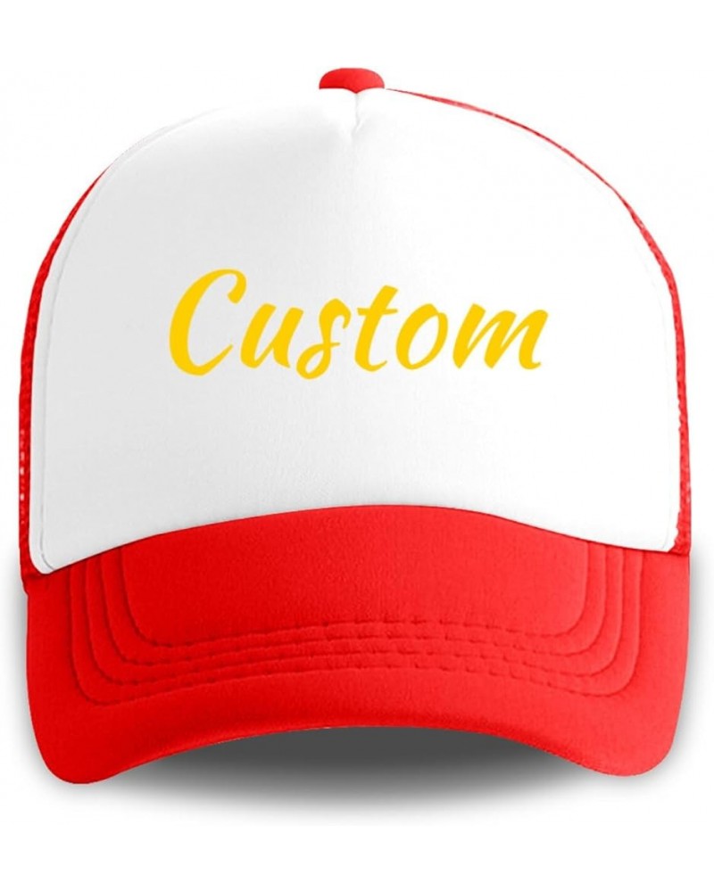 Desgin Grid Trucker Hat Add Your Logo Adjustable Snapback Grid Cap Red Red $10.41 Baseball Caps