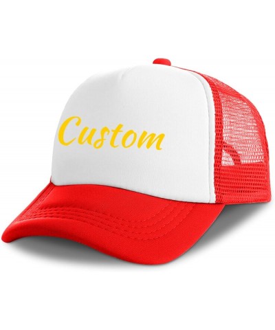 Desgin Grid Trucker Hat Add Your Logo Adjustable Snapback Grid Cap Red Red $10.41 Baseball Caps