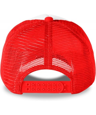 Desgin Grid Trucker Hat Add Your Logo Adjustable Snapback Grid Cap Red Red $10.41 Baseball Caps