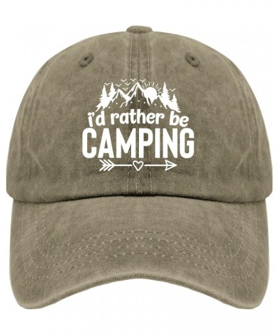 I'd Rather Be Camping Trucker Hat Men's Hat Pigment Black Black Hats for Men Gifts for Her Cool Caps Pigment Khaki $10.12 Buc...