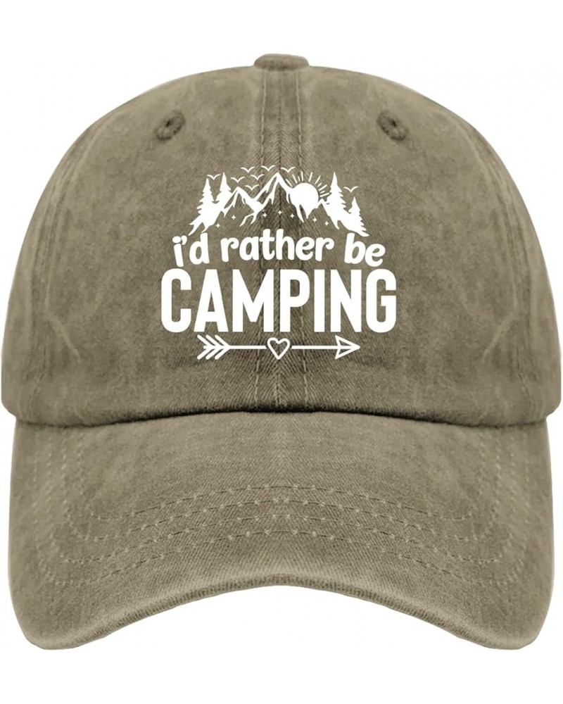 I'd Rather Be Camping Trucker Hat Men's Hat Pigment Black Black Hats for Men Gifts for Her Cool Caps Pigment Khaki $10.12 Buc...