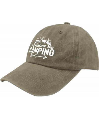 I'd Rather Be Camping Trucker Hat Men's Hat Pigment Black Black Hats for Men Gifts for Her Cool Caps Pigment Khaki $10.12 Buc...