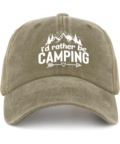 I'd Rather Be Camping Trucker Hat Men's Hat Pigment Black Black Hats for Men Gifts for Her Cool Caps Pigment Khaki $10.12 Buc...