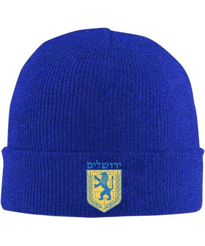 Jewish Israel Emblem of Jerusalem Winter Knitted Hat Soft Warm Beanie Hat Black Blue $10.00 Skullies & Beanies