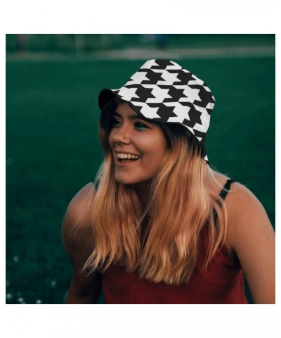 Funny Bucket Hats Houndstooth Bucket Hat Geometric Packable Womens Hats for Camping Accessories for Fishing Must Haves $9.68 ...