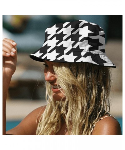 Funny Bucket Hats Houndstooth Bucket Hat Geometric Packable Womens Hats for Camping Accessories for Fishing Must Haves $9.68 ...