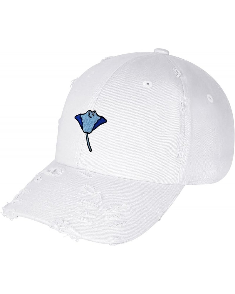 Stingray Vintage Dad Hat Embroidered Cap Fishing Ocean White $14.99 Baseball Caps