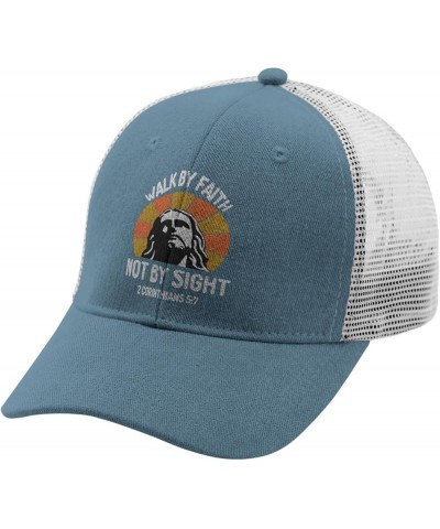 Jesus Hats for Men Trucker Cap Adjustable Hats for Women for We Walk by Faiths Not by Sight Trucker Hat for Women Skyblue $13...