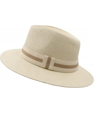 Straw Fedora Hat for Women Men Classic Wide Brim Sun Beach Panama Hat Foldable Packable Cap for Travel Outdoor Beige $19.57 F...