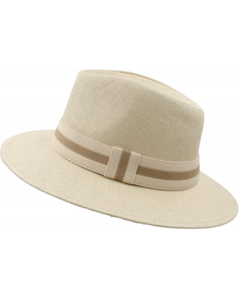 Straw Fedora Hat for Women Men Classic Wide Brim Sun Beach Panama Hat Foldable Packable Cap for Travel Outdoor Beige $19.57 F...