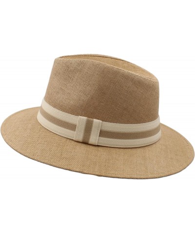 Straw Fedora Hat for Women Men Classic Wide Brim Sun Beach Panama Hat Foldable Packable Cap for Travel Outdoor Beige $19.57 F...