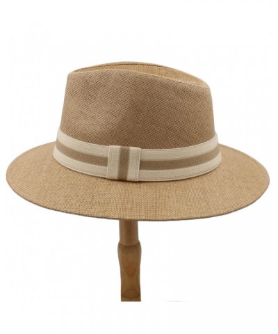 Straw Fedora Hat for Women Men Classic Wide Brim Sun Beach Panama Hat Foldable Packable Cap for Travel Outdoor Beige $19.57 F...