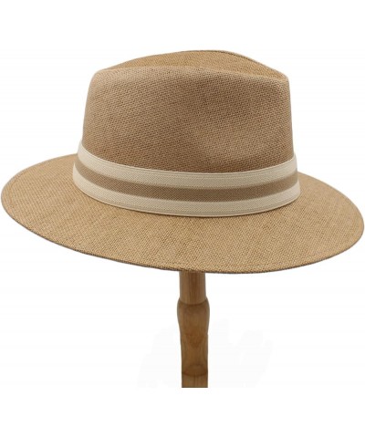 Straw Fedora Hat for Women Men Classic Wide Brim Sun Beach Panama Hat Foldable Packable Cap for Travel Outdoor Beige $19.57 F...