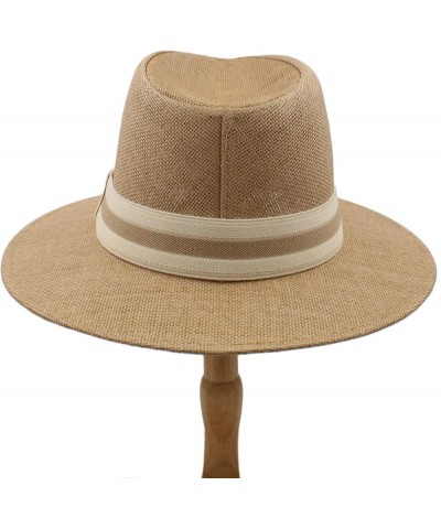 Straw Fedora Hat for Women Men Classic Wide Brim Sun Beach Panama Hat Foldable Packable Cap for Travel Outdoor Beige $19.57 F...