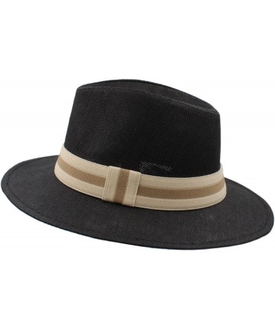 Straw Fedora Hat for Women Men Classic Wide Brim Sun Beach Panama Hat Foldable Packable Cap for Travel Outdoor Beige $19.57 F...