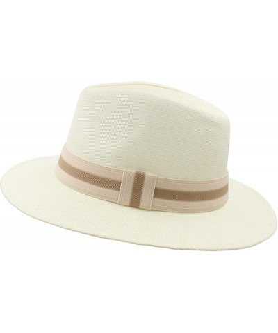 Straw Fedora Hat for Women Men Classic Wide Brim Sun Beach Panama Hat Foldable Packable Cap for Travel Outdoor Beige $19.57 F...