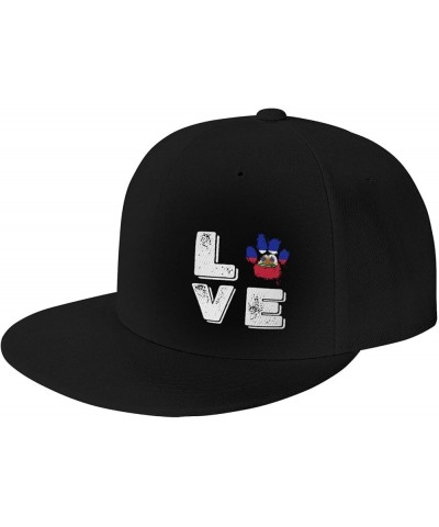 Snapback Baseball Cap Love Paw Haiti Flag Classic Black $12.38 Baseball Caps