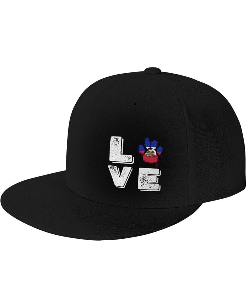 Snapback Baseball Cap Love Paw Haiti Flag Classic Black $12.38 Baseball Caps