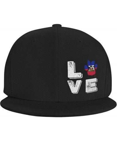 Snapback Baseball Cap Love Paw Haiti Flag Classic Black $12.38 Baseball Caps