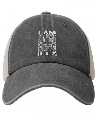 Vintage Washed Cotton Distressed Mesh Cap I AM HIS Christian Faith Baseball Cap Adjustable Dad Hat Trucker Hat,Black Deep Hea...