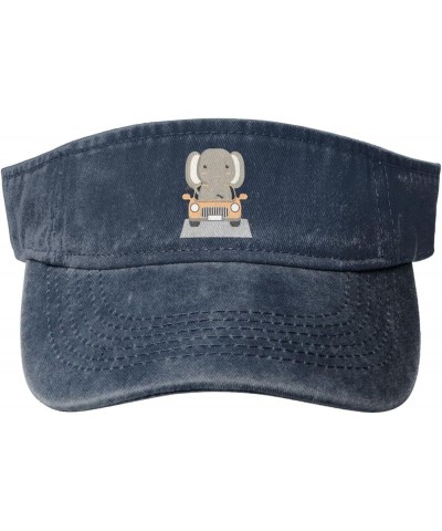 Cute Elephant Sun Hat Sun Visor Hats for Women Men Baseball Cap Golf Hats Navy Blue $11.12 Visors