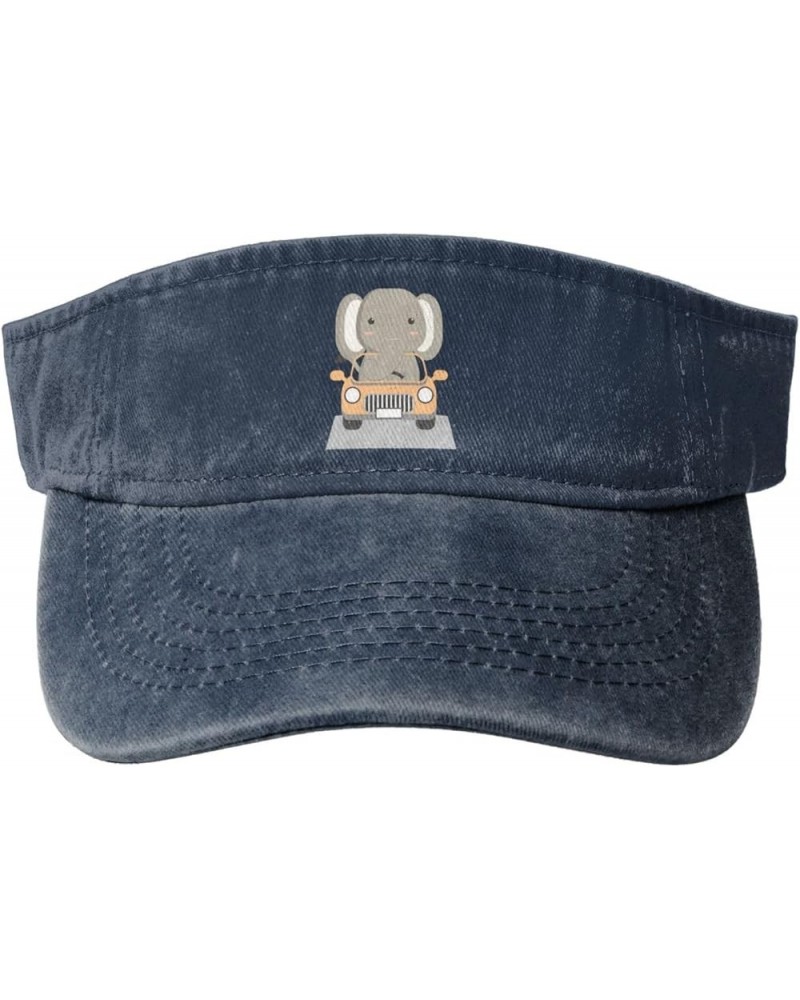 Cute Elephant Sun Hat Sun Visor Hats for Women Men Baseball Cap Golf Hats Navy Blue $11.12 Visors