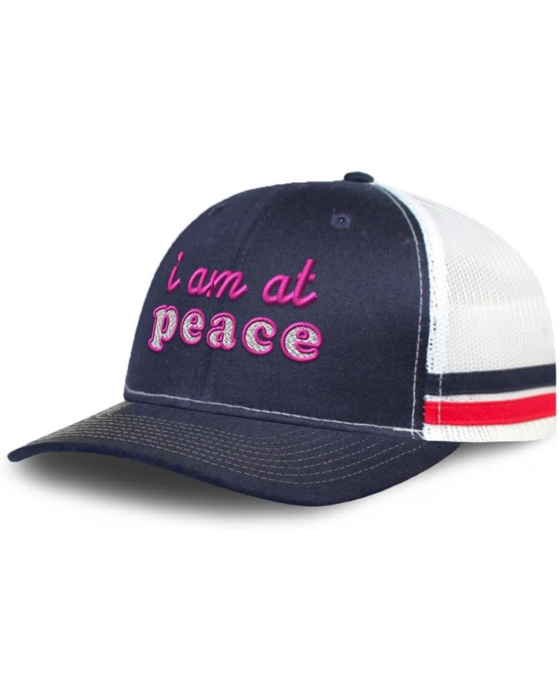 Trucker Hat Baseball Cap I Am at Peace Cotton Dad Hats for Men & Women Navy White Stripes $11.70 Baseball Caps