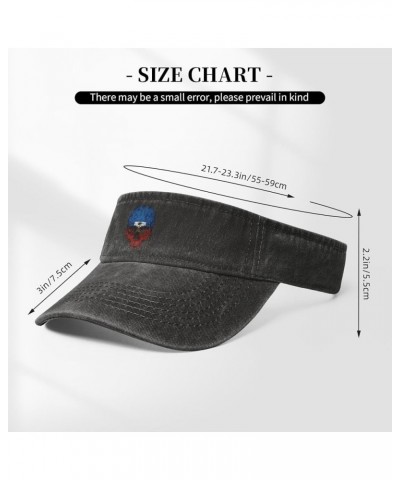 Haitian Flag Haitian Skull Sport Sun Visor Hat Cotton Ball Caps Empty Top Baseball Sun Cap Black $11.72 Visors