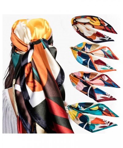 35" Silk Like Scarf Women's Large Satin Square Sunscreen Hair Scarves Wraps Headscarf for Sleeping 11 Poachede Navy $9.53 Sca...