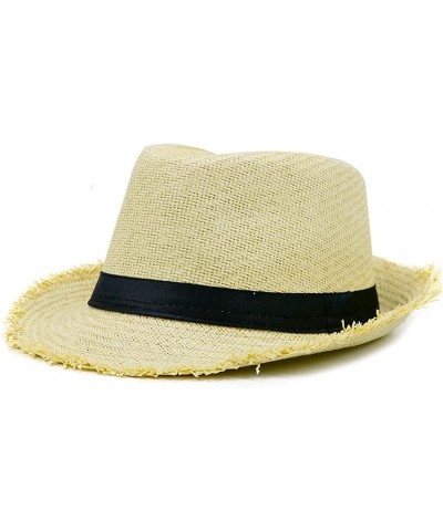 Women Men Summer Panama Cap Breathable Casual Trilby Fedora Hat Summer Straw Hat Sun Cap B $14.24 Fedoras