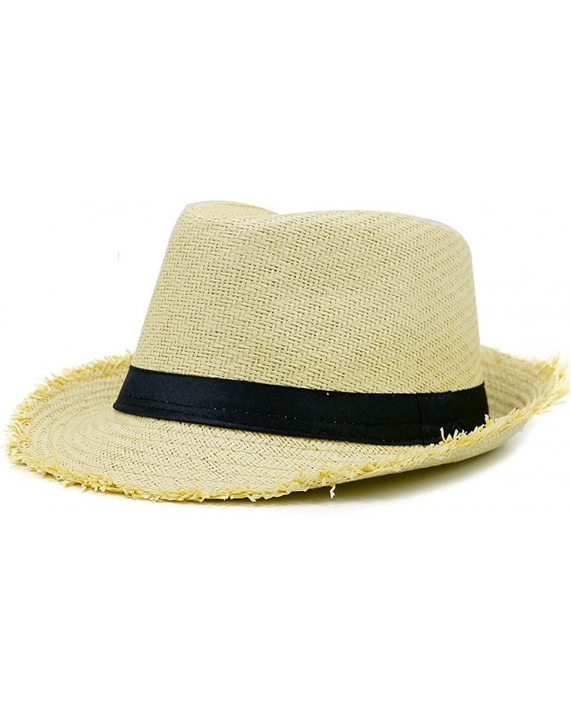 Women Men Summer Panama Cap Breathable Casual Trilby Fedora Hat Summer Straw Hat Sun Cap B $14.24 Fedoras