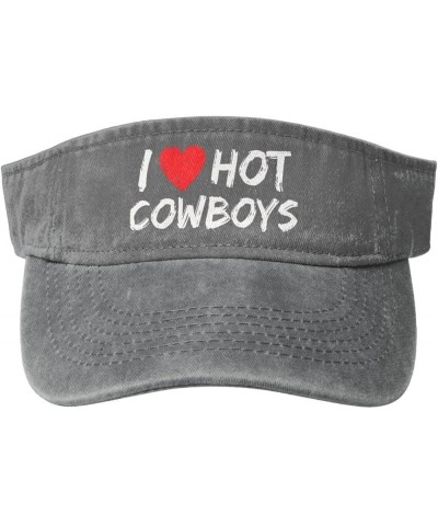 I Love Hot Cowboy Hat Sport Sun Visor Hats Funny Empty Top Baseball Sun Cap Headwear Gray $10.78 Visors