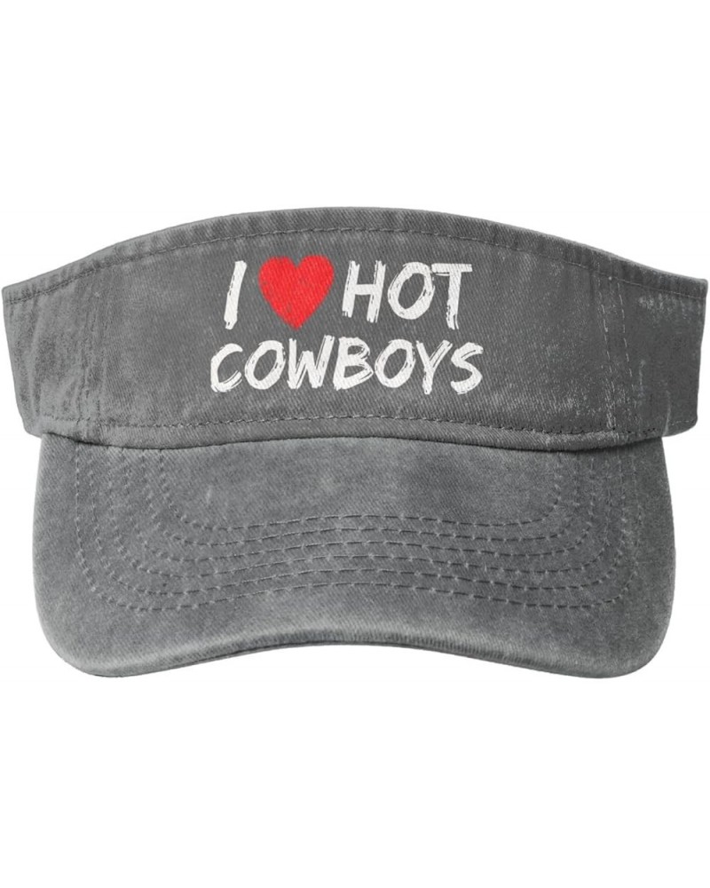 I Love Hot Cowboy Hat Sport Sun Visor Hats Funny Empty Top Baseball Sun Cap Headwear Gray $10.78 Visors