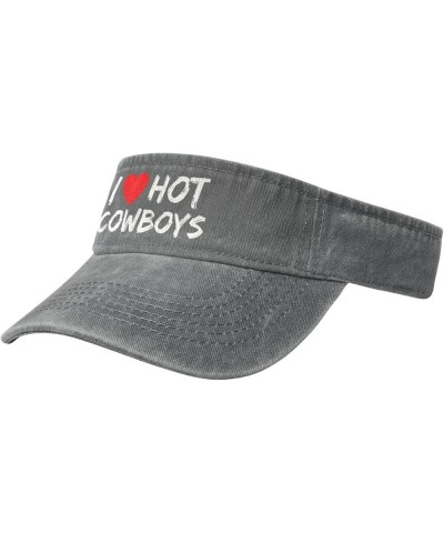 I Love Hot Cowboy Hat Sport Sun Visor Hats Funny Empty Top Baseball Sun Cap Headwear Gray $10.78 Visors