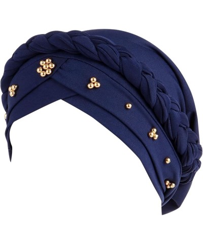 Head Scarf for Women Cancer African Women Turban Cap Beaded Headscarf Beanie Twisted Braid Wrap Hat Headwrap Y1-navy $8.89 Sk...