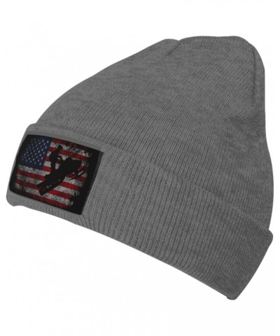 Snowmobile Flag USA Cozy Knitted Beanie Hat - Stylish Winter Headwear Acrylic Ideal for All Ages Deep Heather $11.61 Skullies...